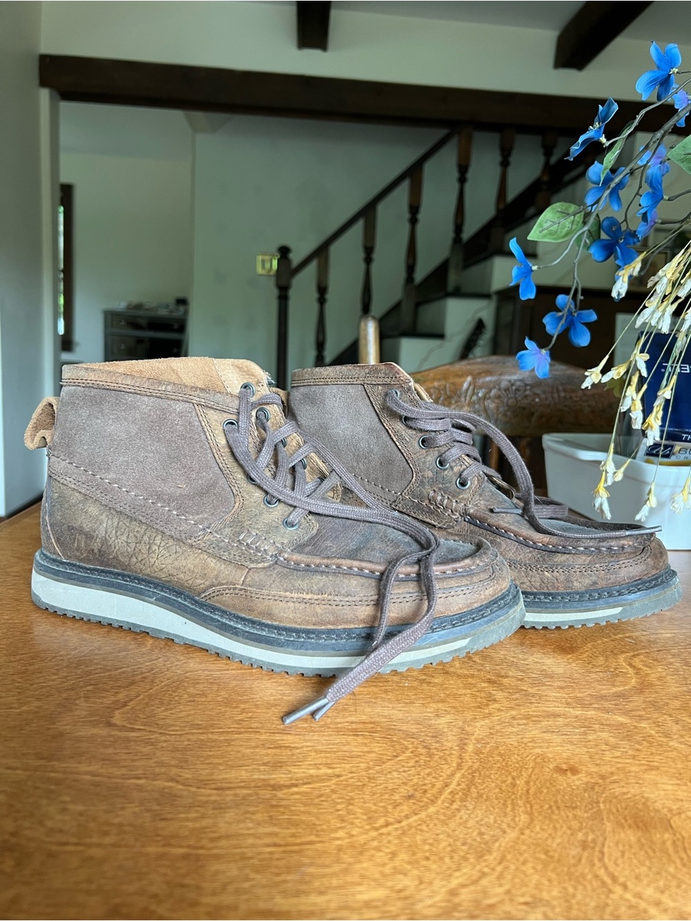 Ariat Brown Suede Mixed-Material Lace-Up Ankle Boots